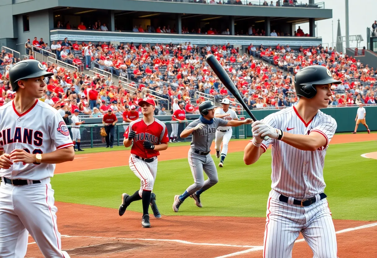 Texas Longhorns celebrating a baseball victory