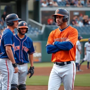 Texas Longhorns baseball team in an intense game against UTSA Roadrunners.