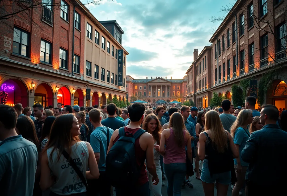 Students at the University of Texas engaged in social activities