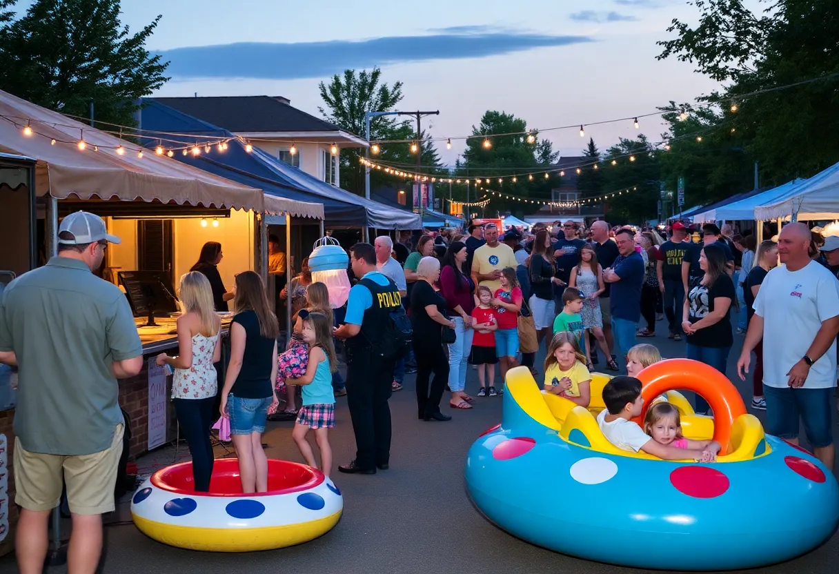Community gathering at Mozart’s Coffee Roasters honoring first responders with activities and food.
