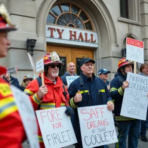 Firefighters protesting in Austin