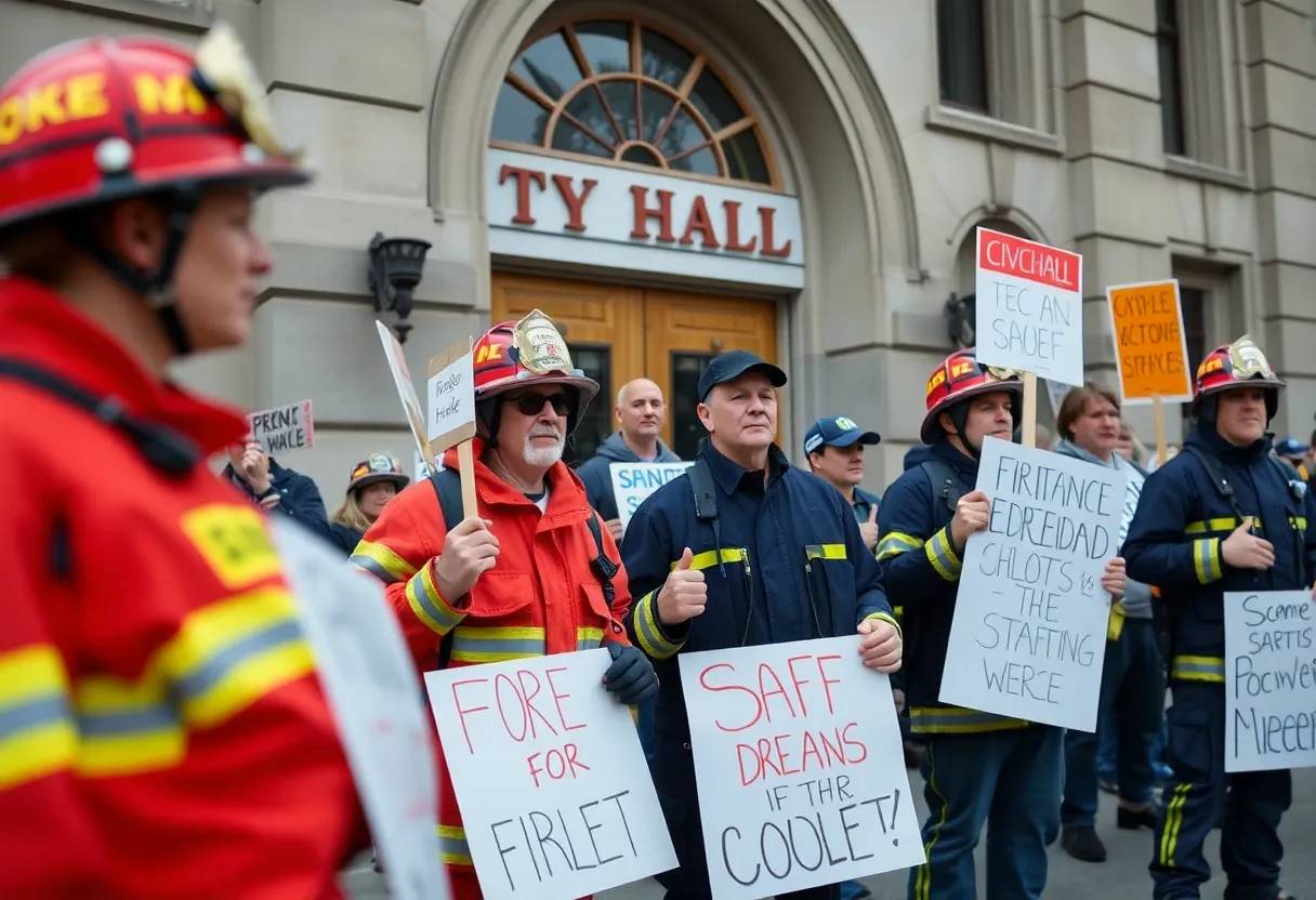 Firefighters protesting in Austin