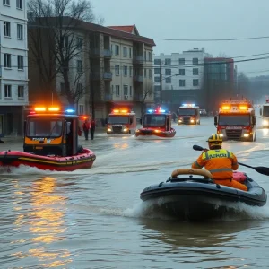 Rescue operations during flooding in Austin