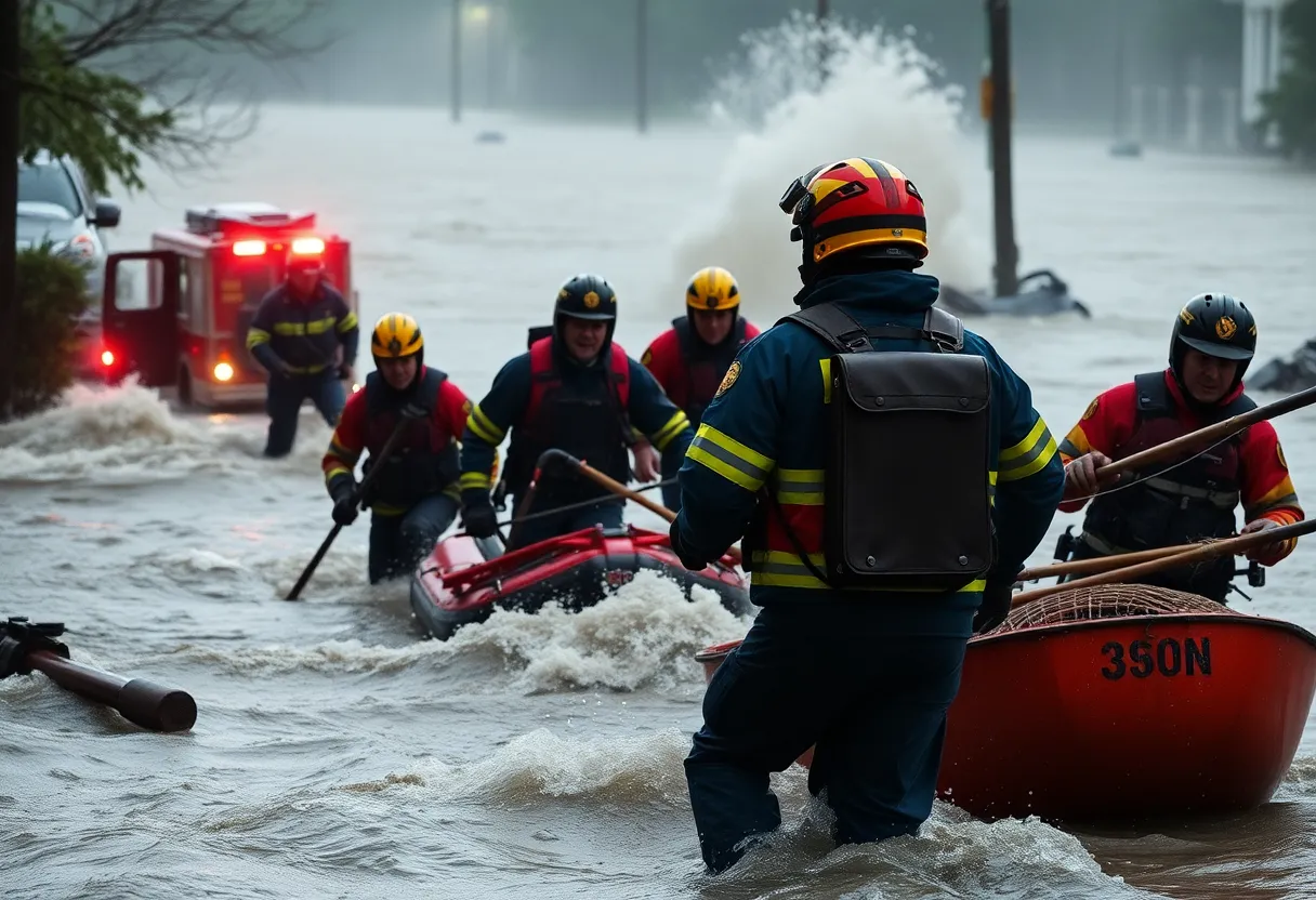 Rescue teams responding to flooding in Austin