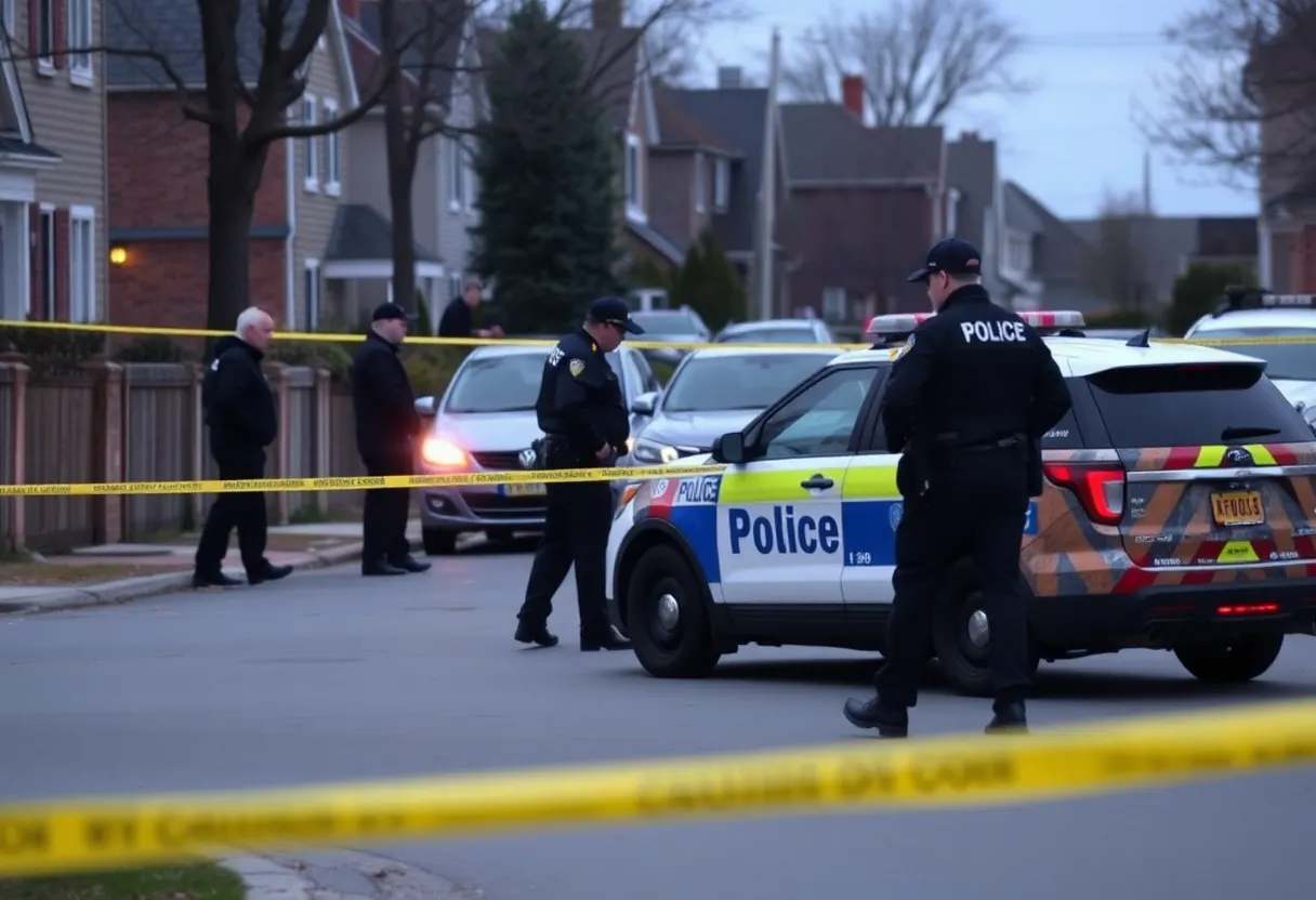 Police officers investigating a crime scene in Austin
