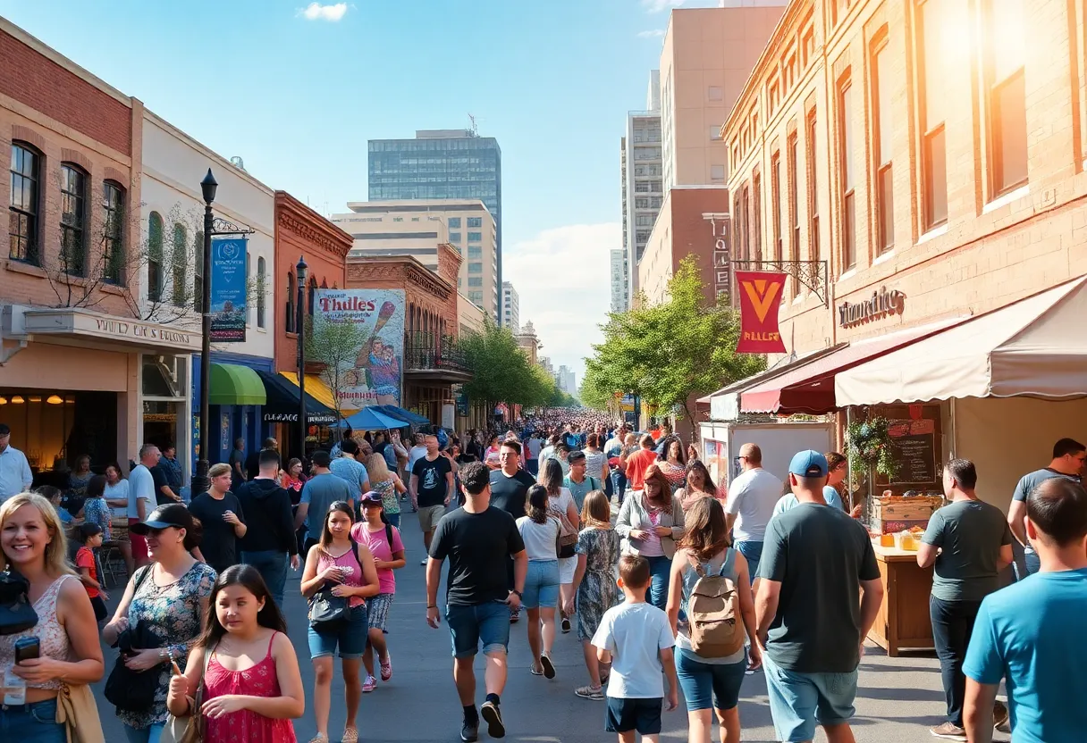 Families enjoying weekend events in Austin with live music and festivals.