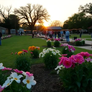 Community members gathering in a park to remember beloved residents.