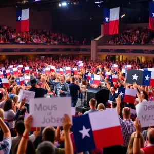 Musicians performing at a benefit concert for flood relief in Texas