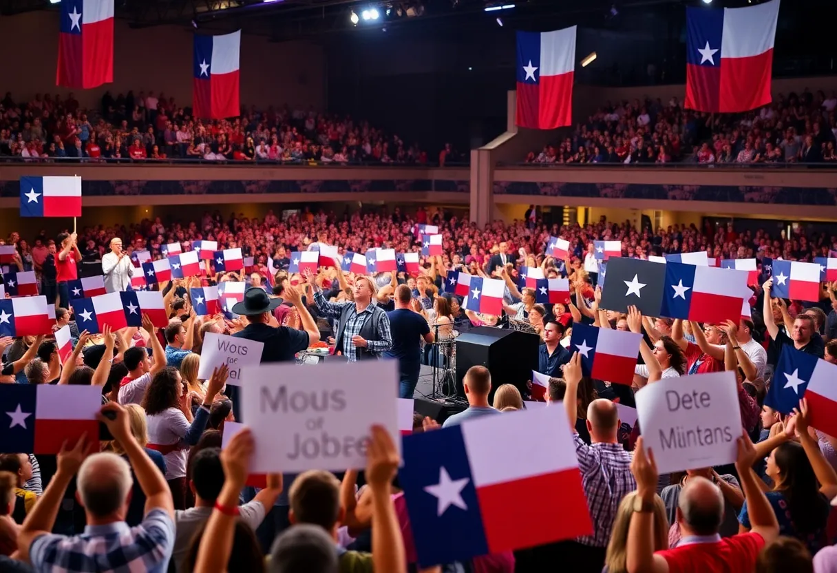 Musicians performing at a benefit concert for flood relief in Texas