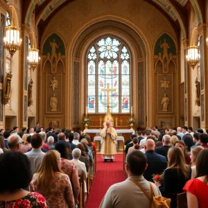 Ceremony for the installation of the new Bishop in a church.
