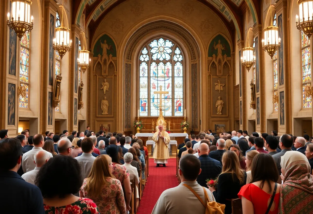 Ceremony for the installation of the new Bishop in a church.
