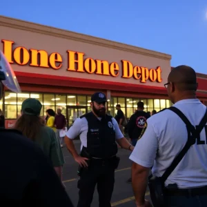 Border Patrol agents conducting a raid at a Home Depot in Sacramento.