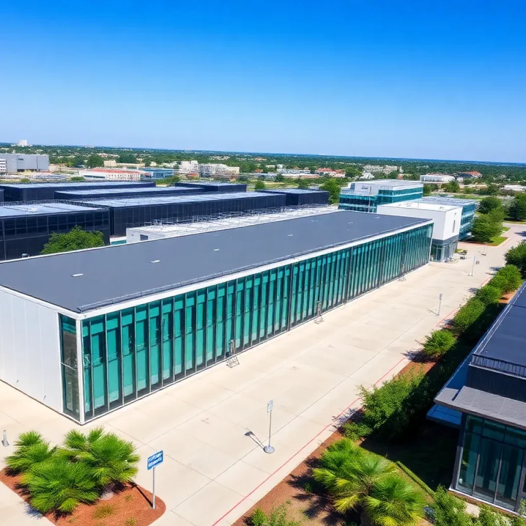Aerial view of a data center in Austin, Texas
