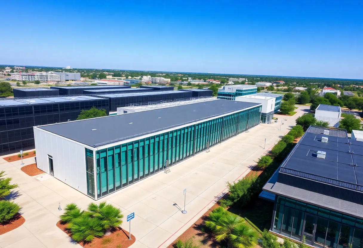 Aerial view of a data center in Austin, Texas