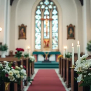 Memorial display for Ellen Evgenides at church