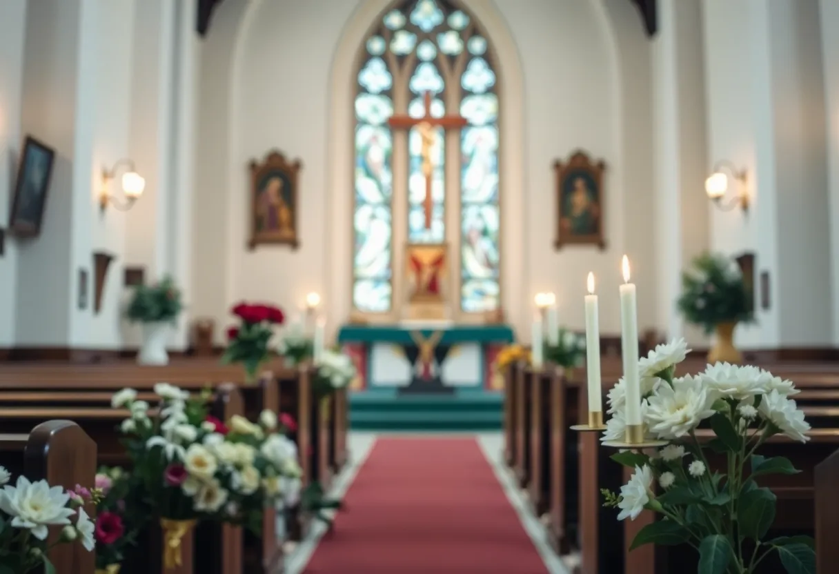 Memorial display for Ellen Evgenides at church