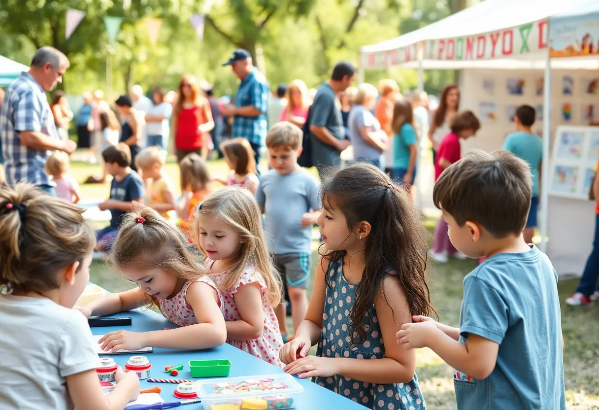 Families enjoying outdoor activities in Austin during a community weekend event