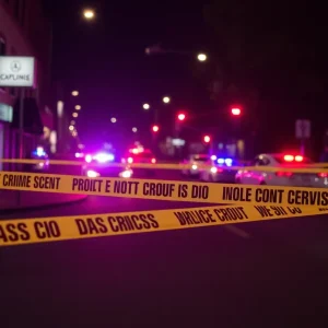 Crime scene with police presence in Austin