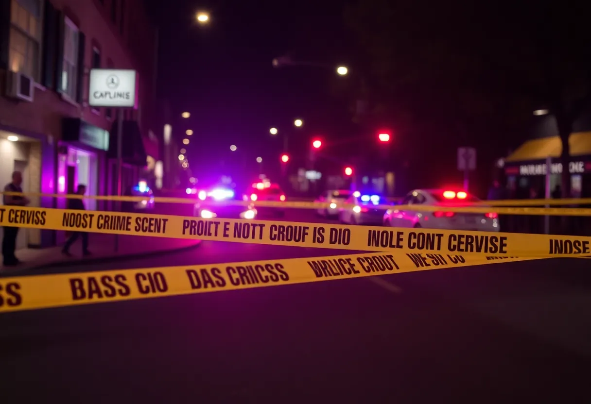 Crime scene with police presence in Austin