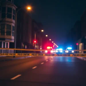 Police investigate a shooting scene in Austin with markers and evidence tape.