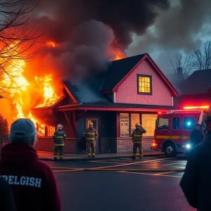 Emergency responders at the scene of a fire incident involving a local councilman