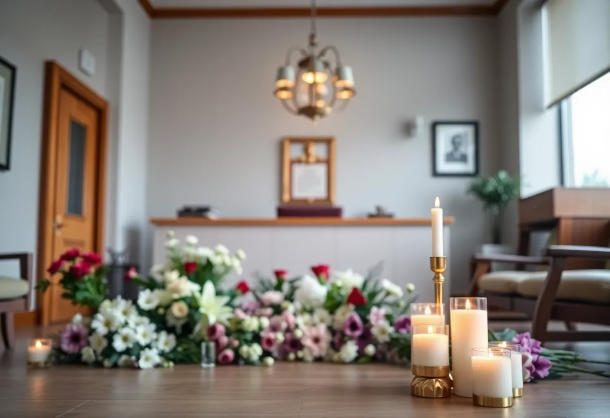 Memorial setup in a law office for a renowned attorney