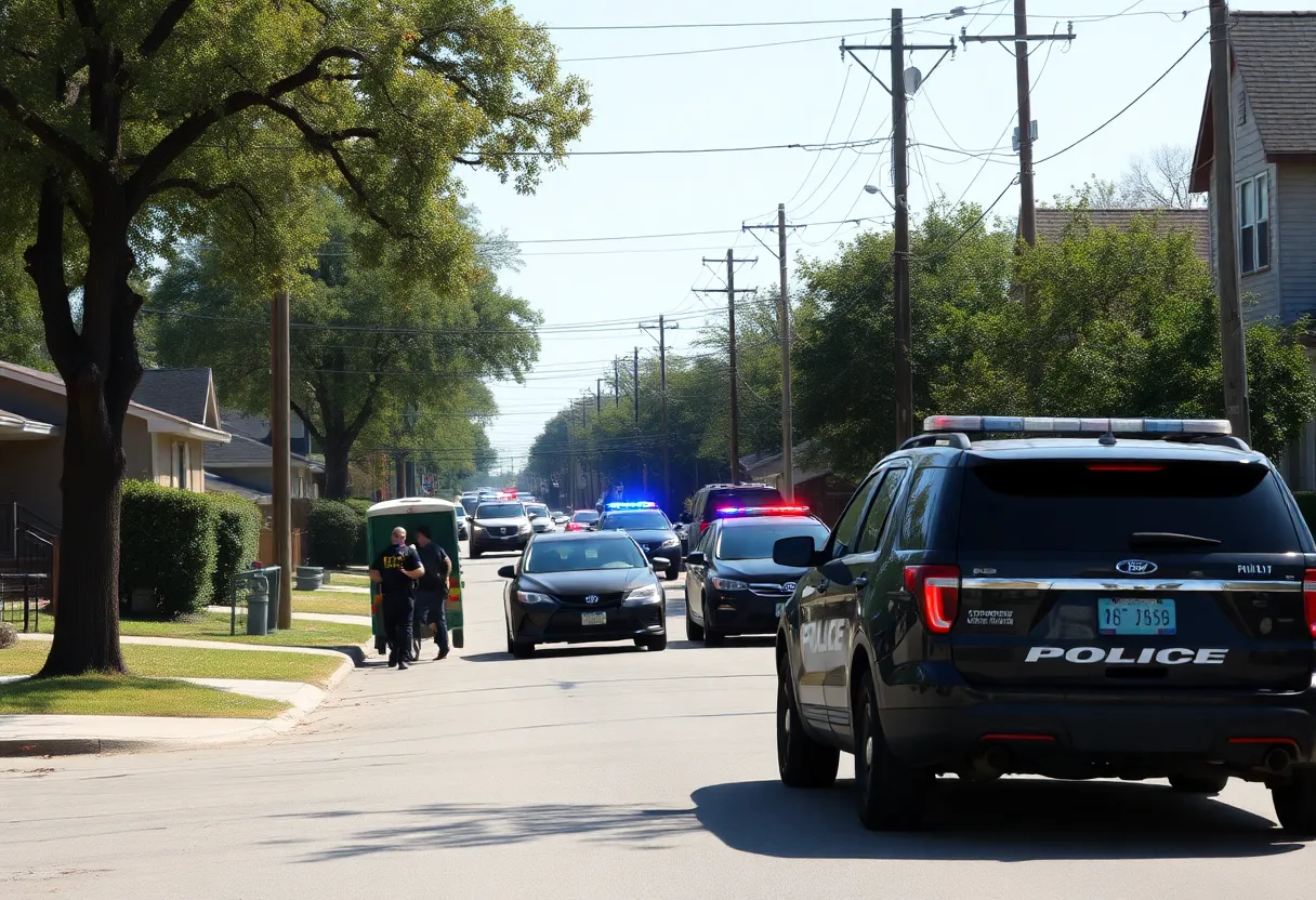 View of North Austin streets with police presence
