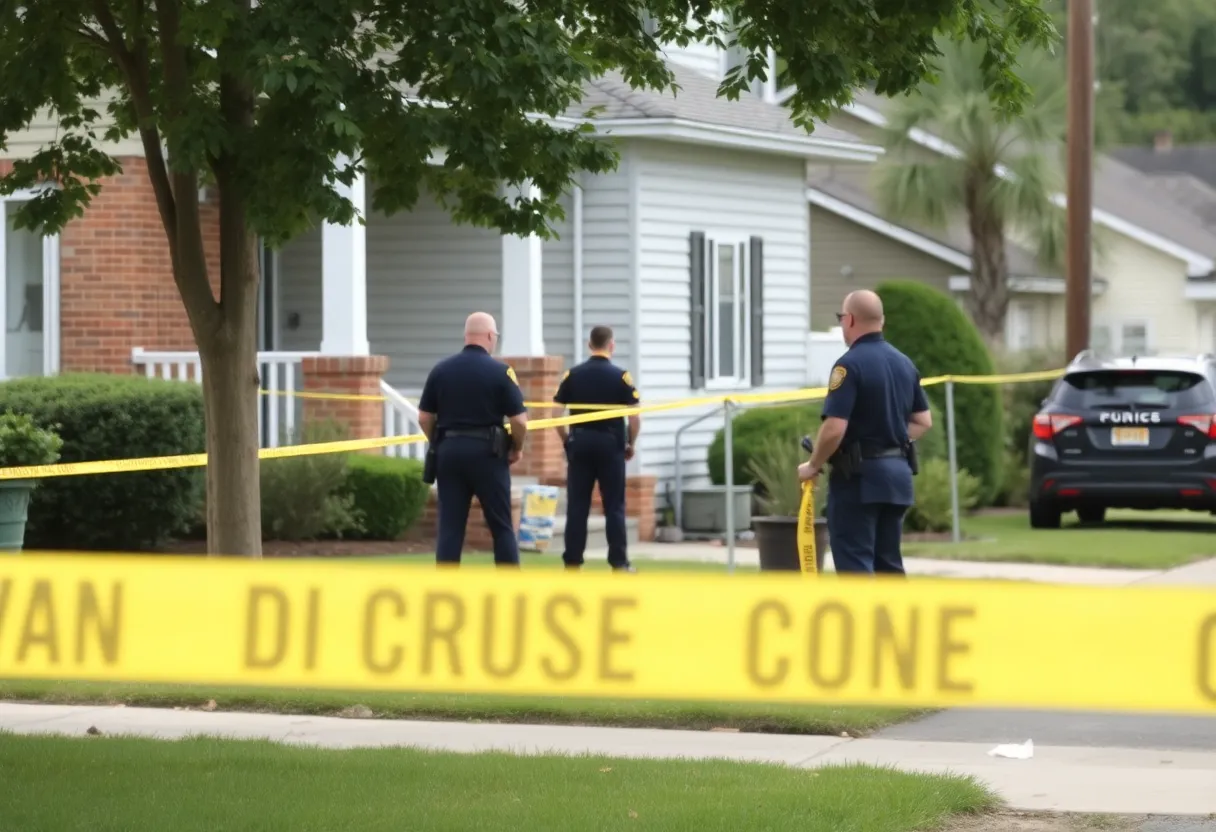 Scene of a police investigation in East Austin with officers and evidence collection.