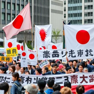 Supporters of Sanseito party at a rally in Japan