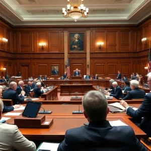 Senate members engaged in voting session regarding tax legislation and immigration policies