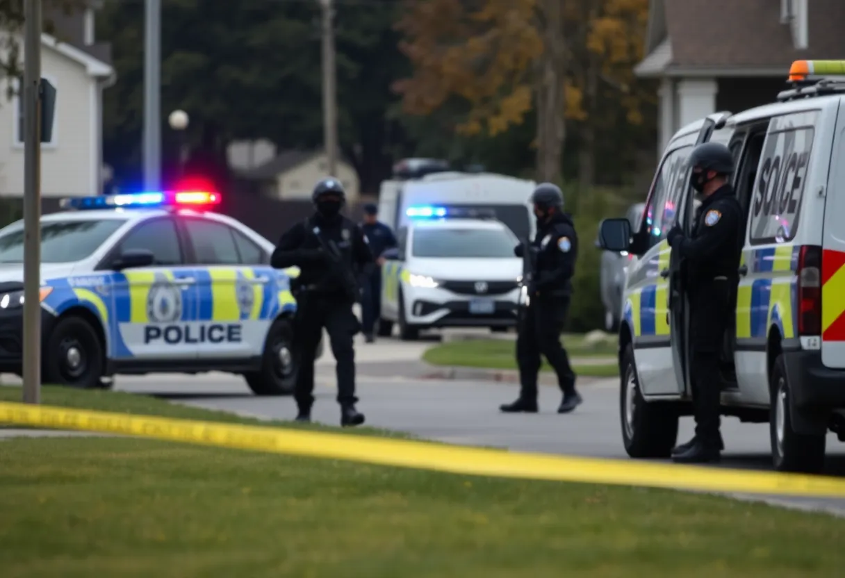 SWAT team members near a residential area in Del Valle, Texas.