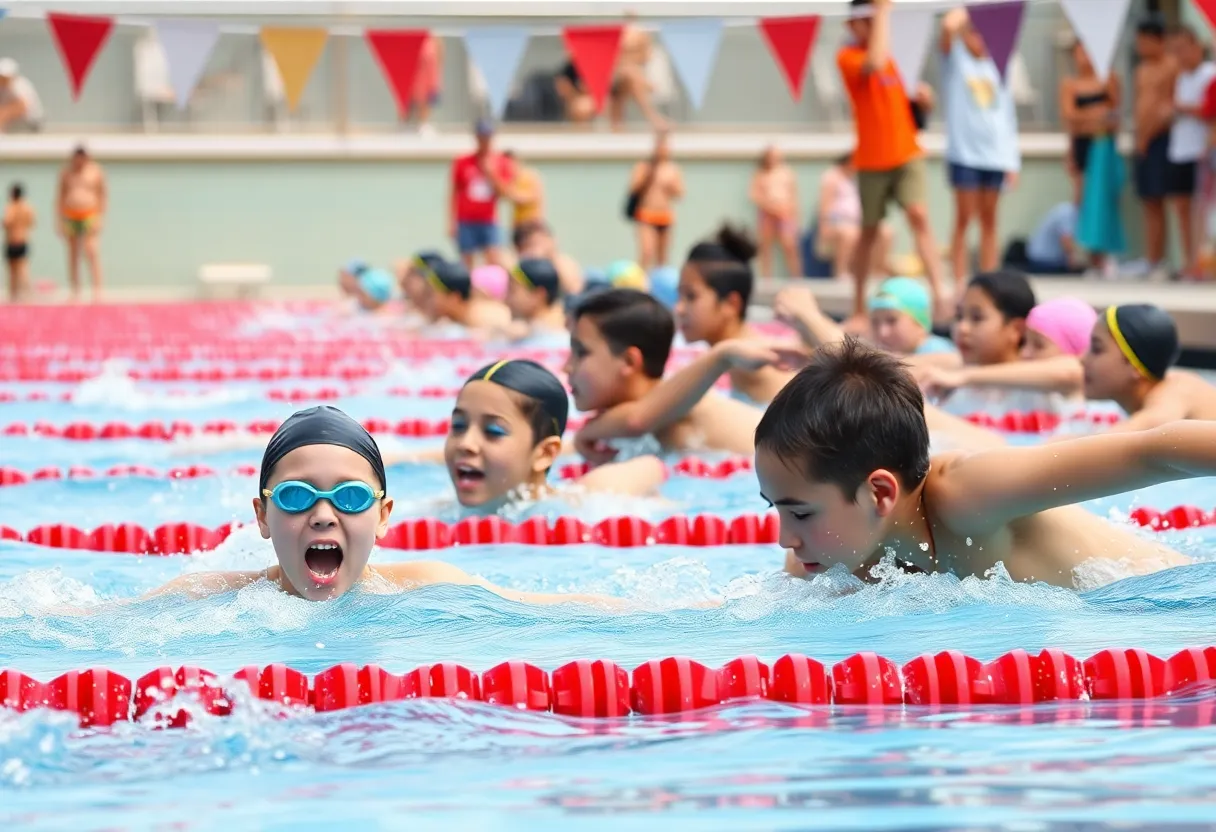 Young swimmers showcasing their skills at the Austin Sectionals swim meet.