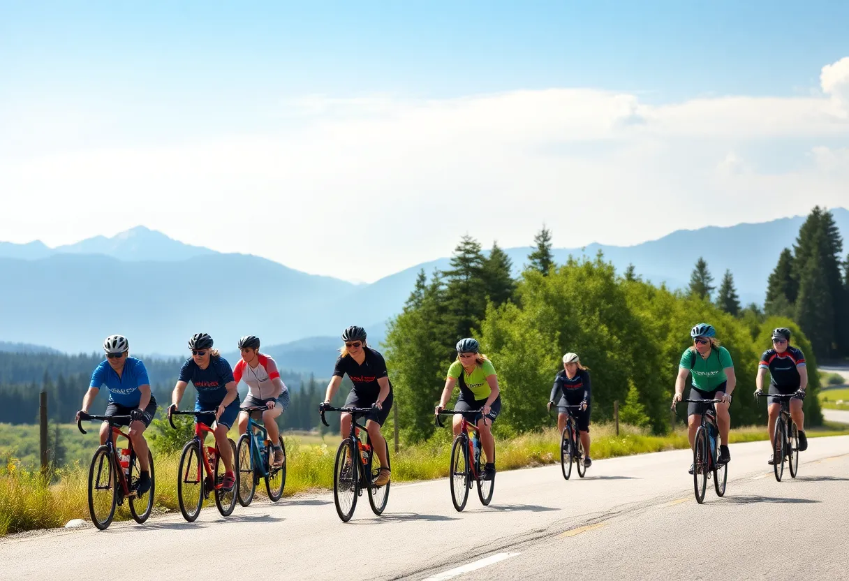 Cyclists participating in the Texas 4000 for Cancer ride