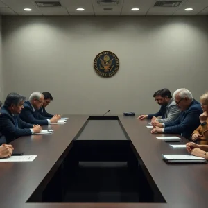 Meeting of Texas Funeral Service Commission members discussing leadership changes