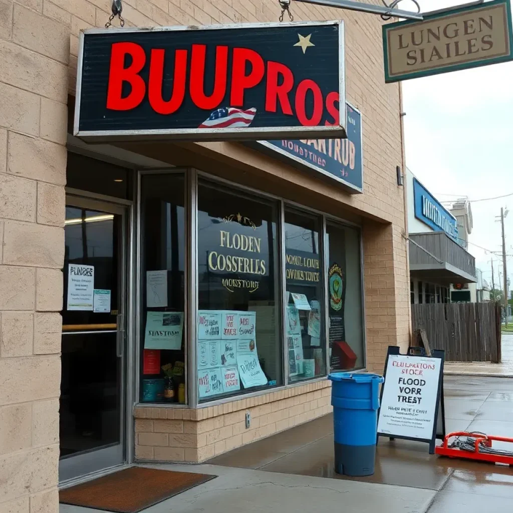 Flood-damaged small business in Texas