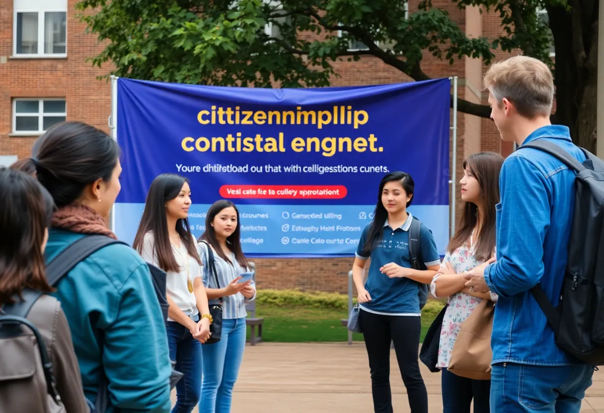 Students at University of Texas discussing citizenship requirements