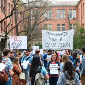 Students on the University of Texas campus advocating for free speech.