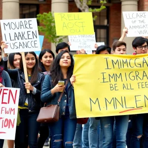 Students at UT Austin protesting immigration policies