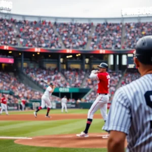 Scene from a Yankees baseball game depicting a pivotal moment
