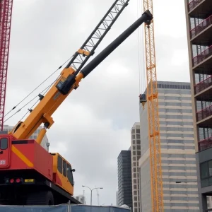Construction site with a mobile crane