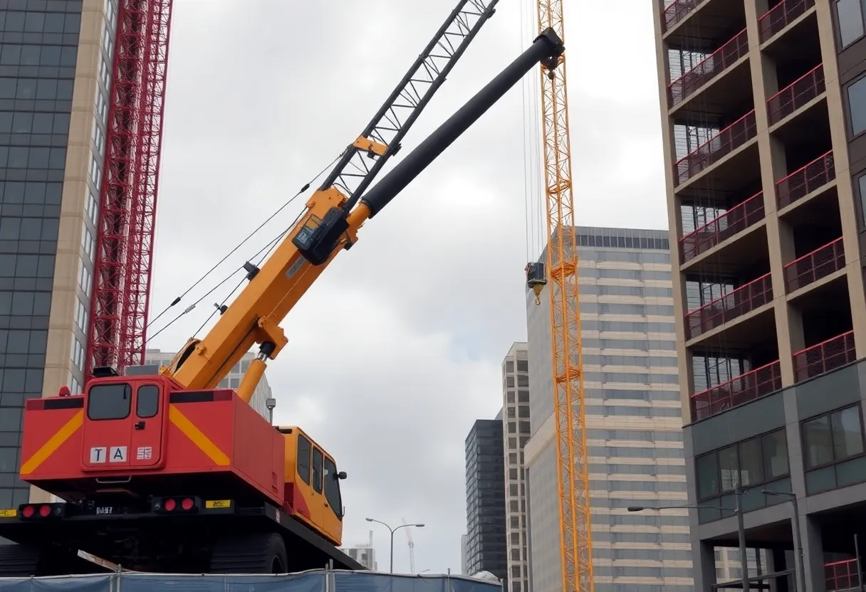 Construction site with a mobile crane