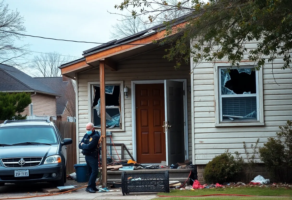 Damage caused to a home during a police standoff in Austin