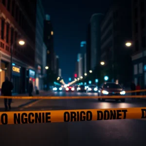 Police investigating a crime scene in downtown Austin