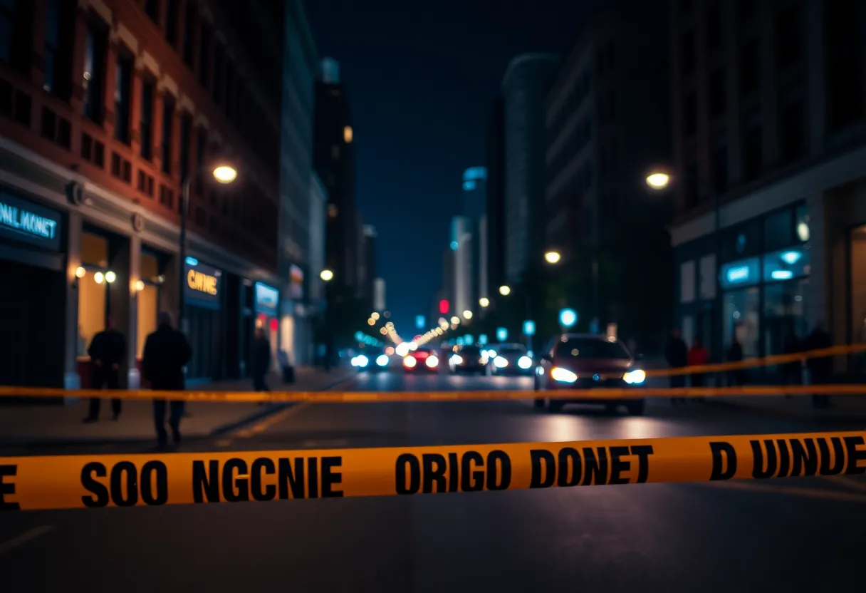 Police investigating a crime scene in downtown Austin