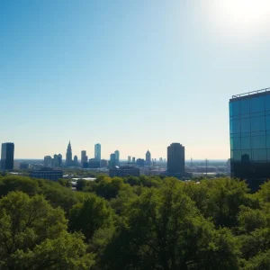 Scenic view of Austin, Texas under extreme heat with clear skies.