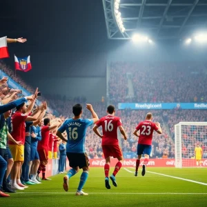 Austin FC players celebrating a victory during a match