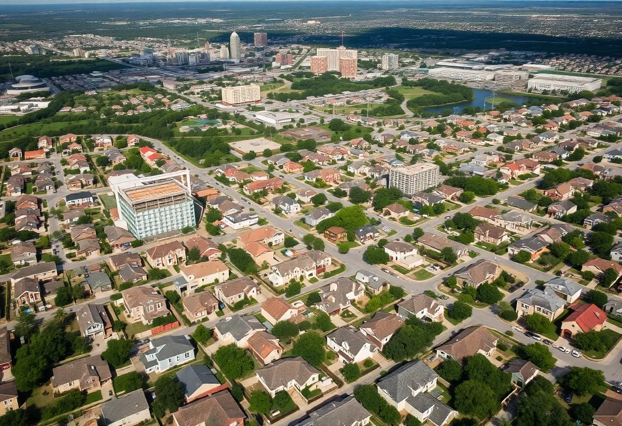 Aerial view of Austin, Texas with residential neighborhoods