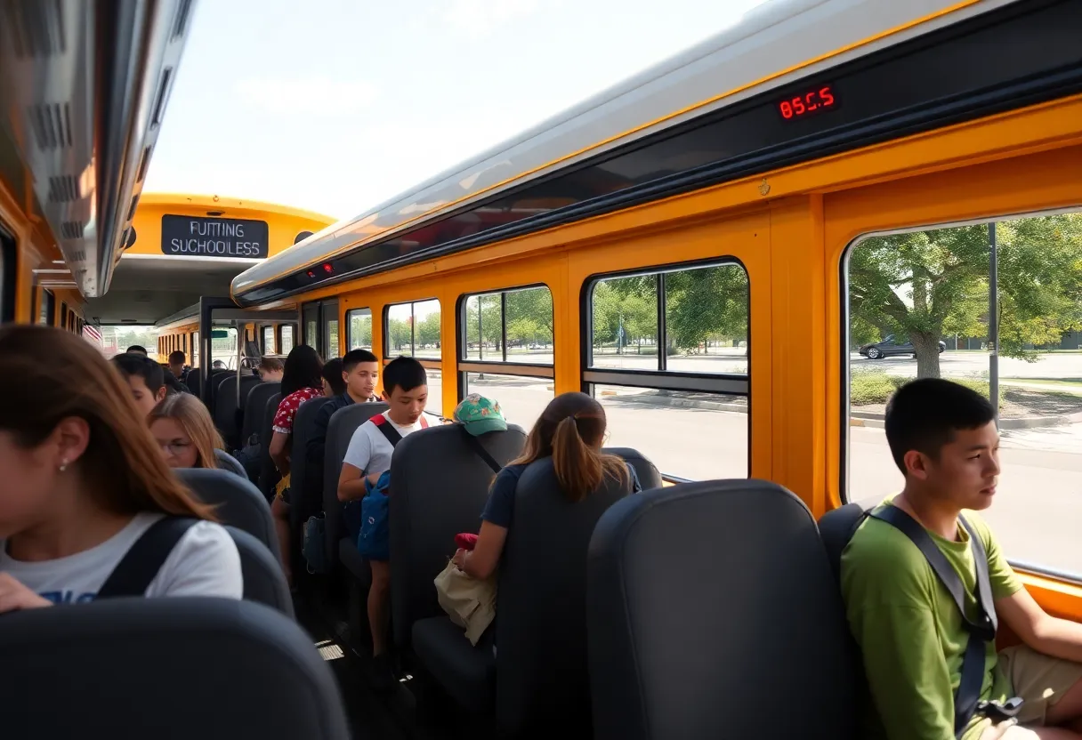 An air-conditioned school bus in Austin, Texas