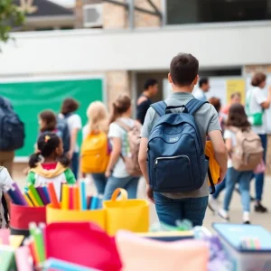 Families preparing for the school year in Austin