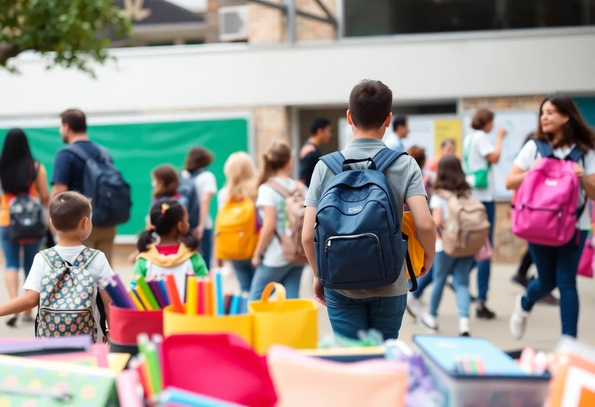 Families preparing for the school year in Austin